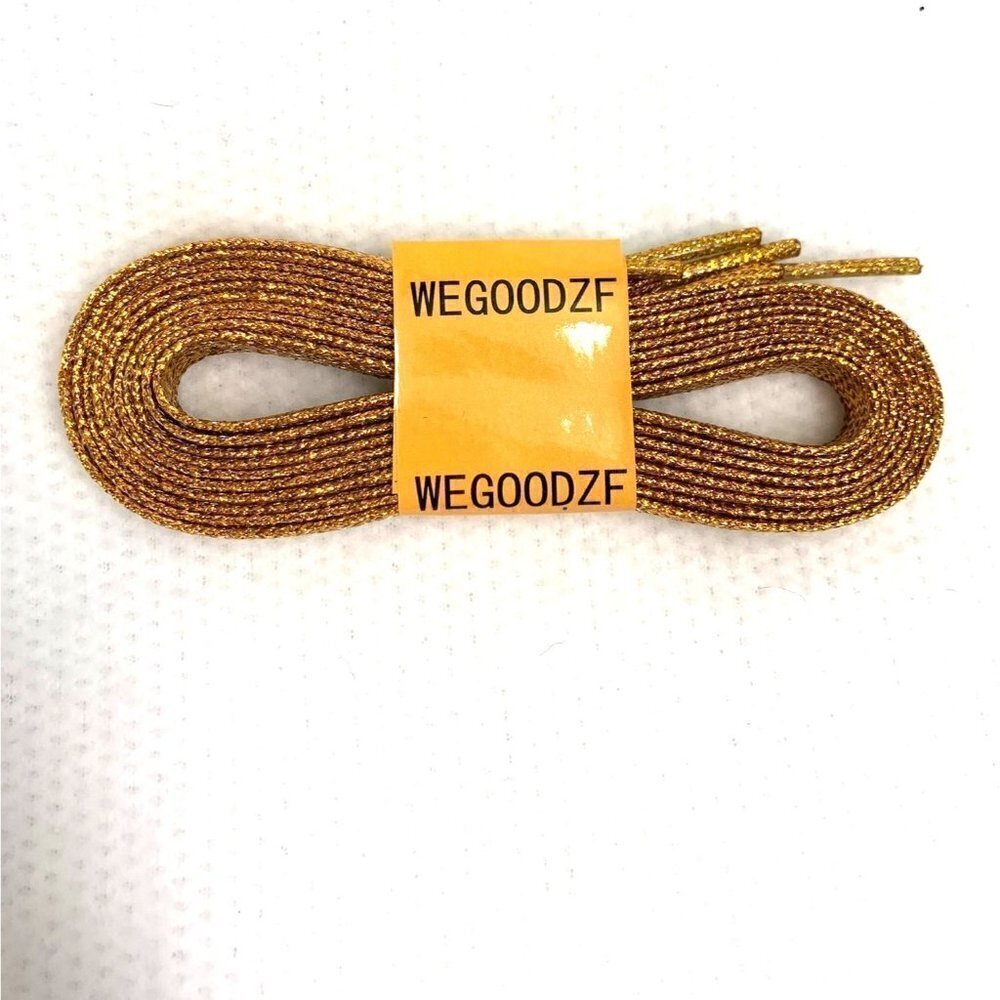 Metallic Gold Glitter Shoelaces - Flat Gold, NWT 43" One Pair